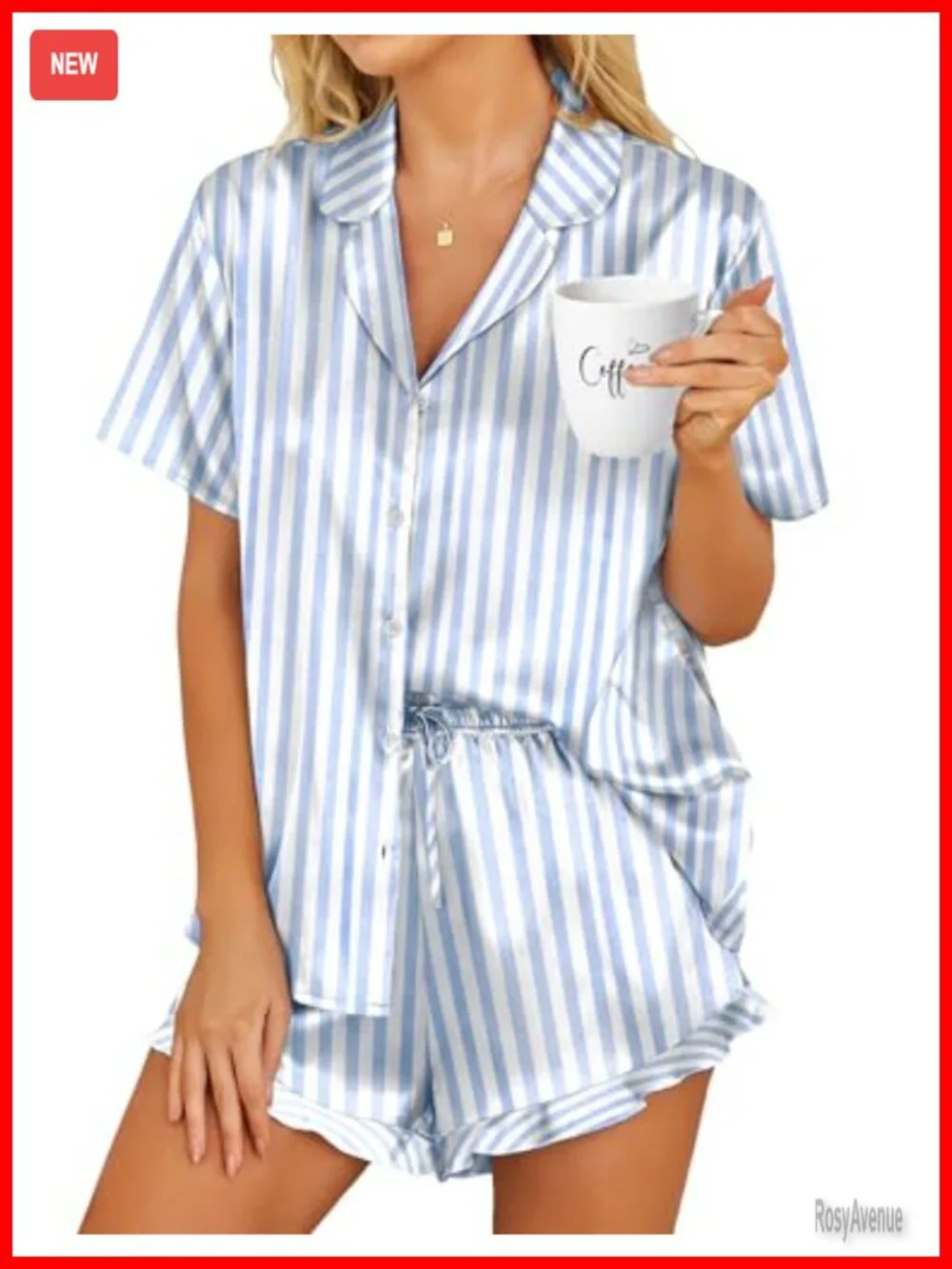 Satin Pajama Set Button Down 2 Piece Silk Pjs Shorts Set Ruffle Notch Collar